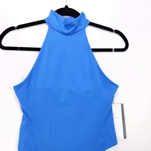 Lululemon Wundermost Ultra Soft Nulu Mock Neck Bodysuit Medium Sleeveless Blue - Picture 15 of 15